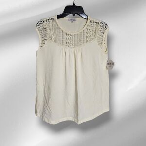 White Birch Cream Cropped Embellished Sleeveless Blouse